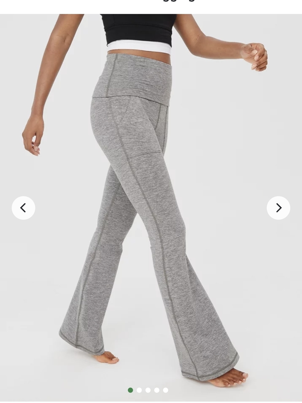 OFFLINE by Aerie High-Waist Grey Flare Foldover Pants Size XS
